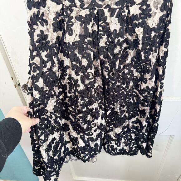 Anthropologie Yoana Baraschi Ribbon Lace Soutache Dress Black Nude Sheer Sexy 6 - Picture 8 of 16